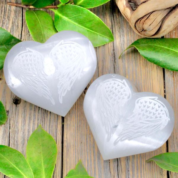 Selenite Heart with Angel Wings Hot on Sale