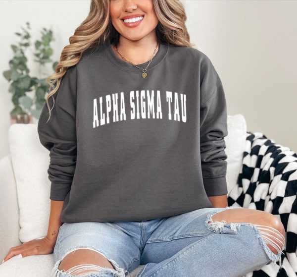 Alpha Sigma Tau Letterman Crewneck Sweatshirt Discount
